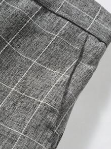 Manfinity Homme Men's Plaid Suit Trousers With Diagonal Pockets, No Belt Included - Grey - View 4