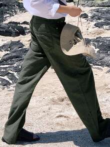 DAZY 男士全季純色長褲 - 綠色 - 查看 6