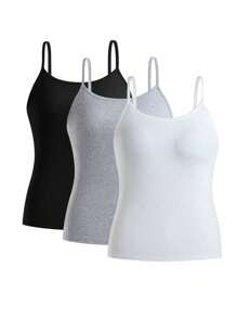Calvaya Plus 3pcs Solid Cami Top - Multicolor - View 1