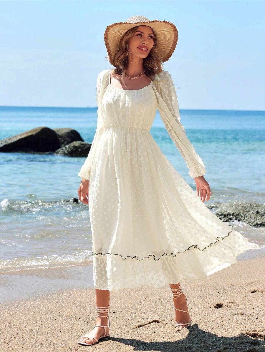 Aveloria Flower Cut Long Sleeve Dress - Multicolor - View 1