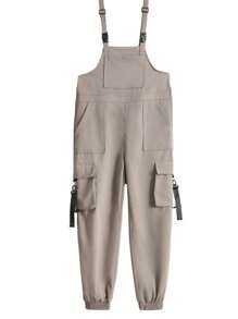 Manfinity Hypemode Men's Cargo Pocket Overall Jumpsuit - Grey - View 7