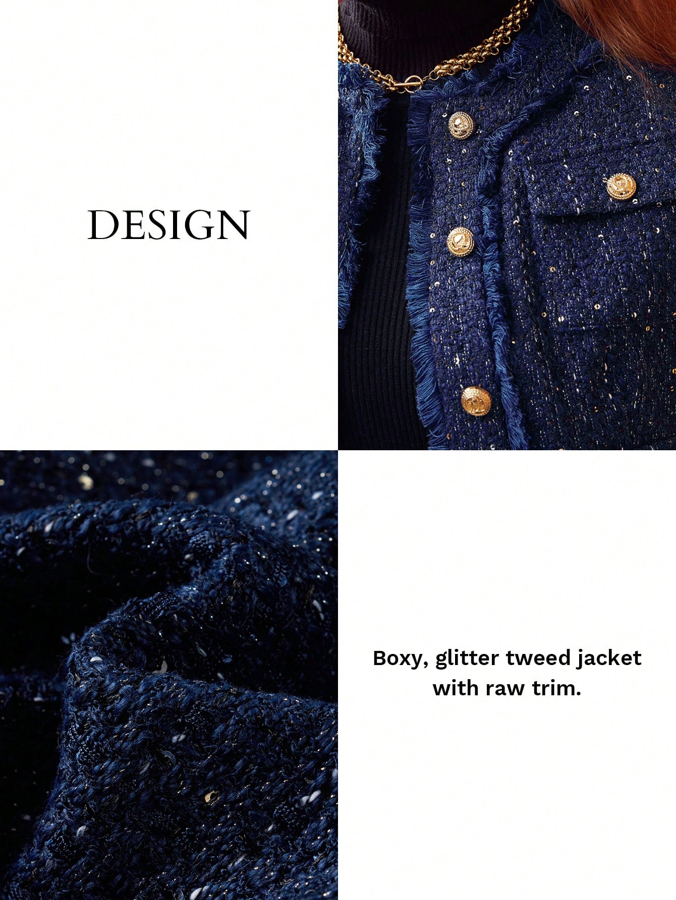 CROPPED GLITTER TWEED JACKET｜Motf