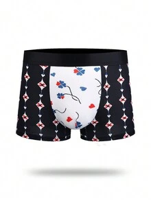 شورت بوكسر للرجال مطبوع بتصميمات هندسية بالألوان المتداخلة و بشكل قلب - متعدد الألوان - مشاهدة 1