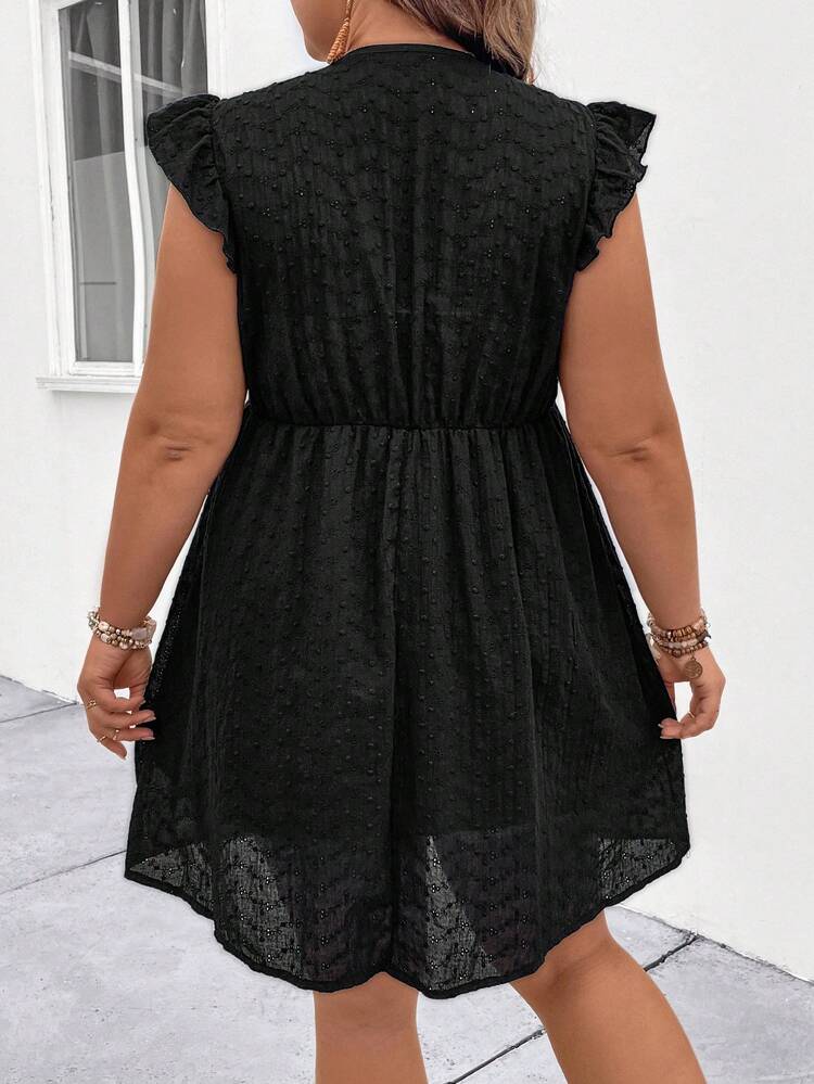Plus Size V-Neck Jacquard Dress