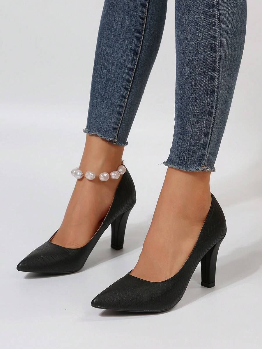 Women's Fashionable Versatile Sexy & Comfortable Lightweight Pointed Toe Commuter High Heel Shoes, Suitable For All Seasons - Black - View 1
