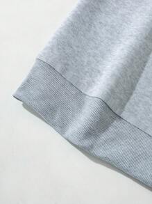 Men'S Fleece Love Letter Print Sweatshirt - Grey - View 8