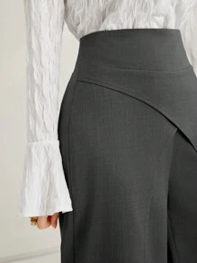 Seusyu 女式素色裤子秋季女装 - 深灰色 - 查看 7