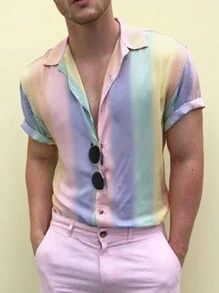 Manfinity Hypemode 男士漸變短袖襯衫 - 彩色 - 查看 1