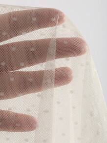 Mesh See-Through Polka Dot Blouse With Flared Sleeves - Apricot - View 7