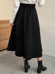 Falda De Mujer Con Cremallera Frontal - Negro - Ver 2