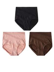 SHEIN 3 cái/bộ Liền mạch Kích thước lớn Của phụ nữ Màu thuần Đồ lót - Nhiều màu - Xem 3