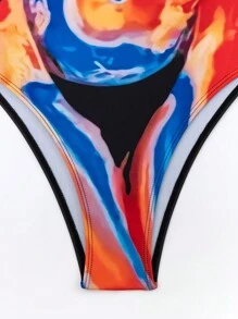 SHEIN Swim Đồ bơi một mảnh nhuộm loang màu dành cho nữ Lễ hội âm nhạc mùa hè - Nhiều màu - Xem 6