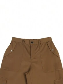 Manfinity EMRG Pantalones de carga de hombre de unicolor con pierna recta y largo largo en color caqui para salir - Marrón - Ver 5