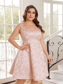 SHEIN Belle Rozmiar Plus Luksusowy Złoto I Srebrny Nitka Żakard Elegancki Sukienka koktajlowa - Wielokolorowe - Zobacz 2