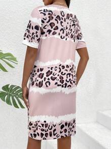 SHEIN 孕婦對比豹紋洋裝