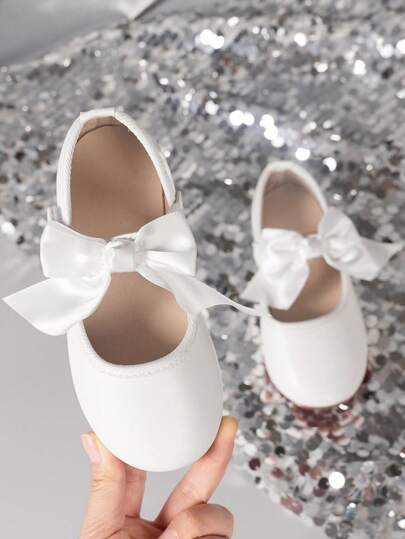 1 Pair White Classic Flat Children Casual Shoes, Fashionable And Minimalist Design