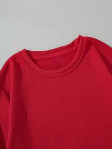 Men's Cartoon Slogan Printed Sweatshirt - Red - View 6