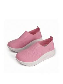 Teen Girls' Soft, Comfortable, Breathable Swing Shoes For Spring & Autumn, Fashionable, All-Match For Daily Wear, Solid Color Athletic Shoes - Pink - View 1