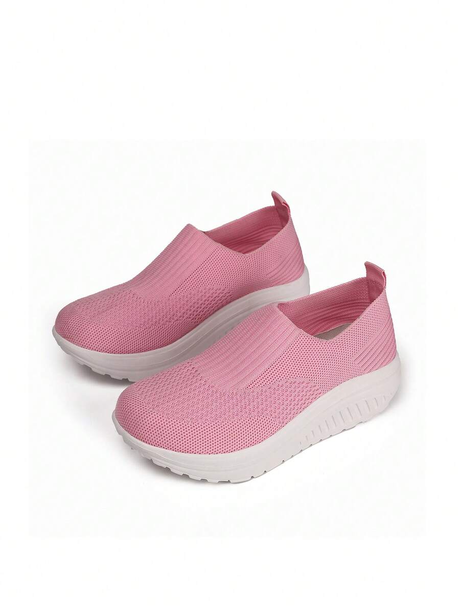 Teen Girls' Soft, Comfortable, Breathable Swing Shoes For Spring & Autumn, Fashionable, All-Match For Daily Wear, Solid Color Athletic Shoes - Pink - View 1