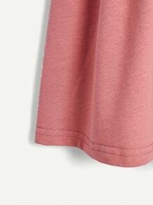 Cozy Pixies Conjunto De Vestido De Cintura Imperio Con Cuello Redondo Con Volantes Y Estampado De Conejito Para Niña Pequeña