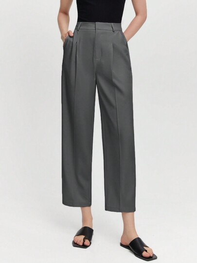 BizChic Pantalones formales plisados para mujer, elegantes y románticos, versátiles para uso diario, de negocios y casual, estilo vintage para oficina en otoño/invierno