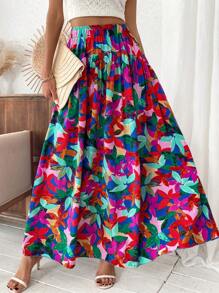 Breezaya Gonna lunga con stampa floreale per donne, outfit da vacanza e spiaggia