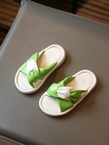 2024年新款夏季女孩拖鞋,兒童軟底公主鞋,時尚戶外防滑舒適休閒兒童拖鞋 - 綠色 - 查看 1