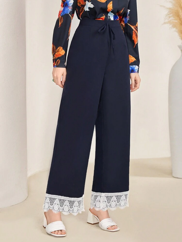 Lace Hem Splicing Women's Pants Fall Cloth For Women