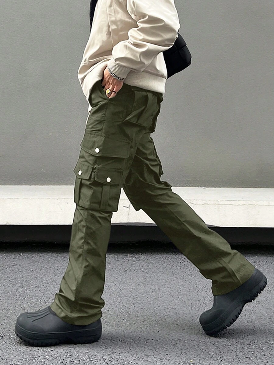 Manfinity Nam Màu thuần Quần Utility - xanh quân đội - Xem 1