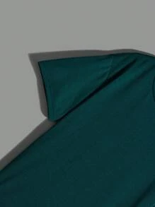 SHEIN 4 cái/bộ Cậu bé Tween Giải trí Phong cách đường phố Màu thuần Vòng cổ Lỏng lẻo phù hợp Ngắn tay , Mỗi Màu sắc một miếng - Nhiều màu - Xem 12