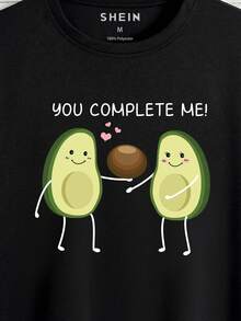 Men'S Cartoon Avocado Printed Short Sleeve T-Shirt - Black - View 3