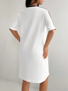 SHEIN EZwear Women's Colorblock Dress T Shirt Dress - Black and White - View 2