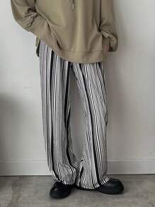 FRIFUL Women's Striped Pants - Black and White - View 1