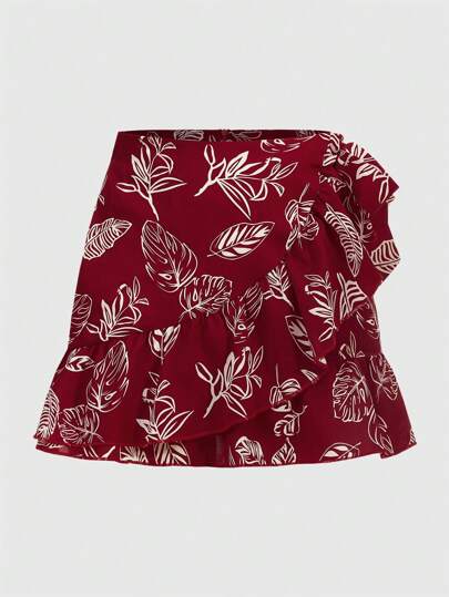 تنورة صغيرة بأكمام من طباعة الأزهار بطراز العطلات