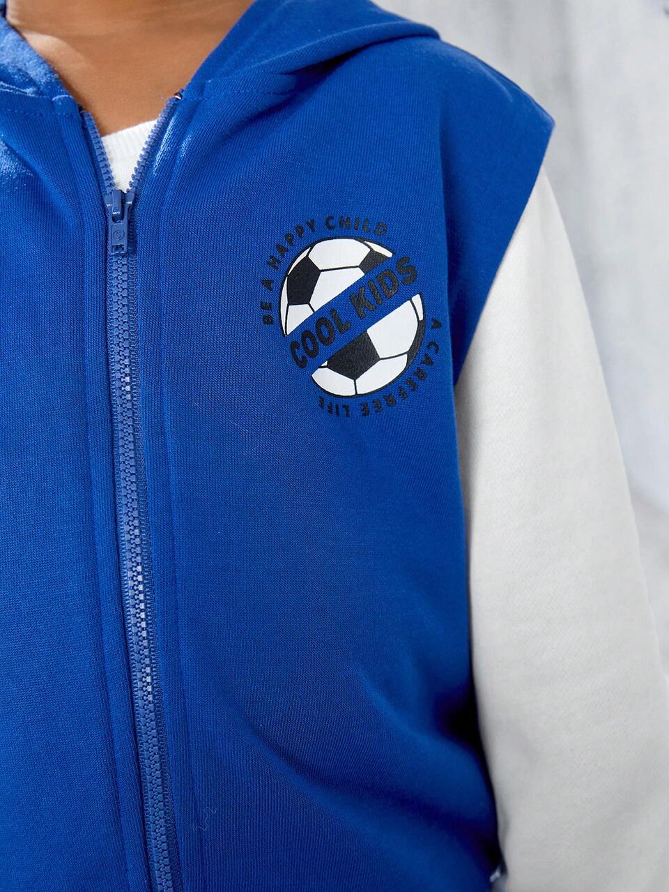 3pcs/set Toddler Boys' Football Themed Hooded Sweatshirt, Vest And Pants Outfits With Letter Print