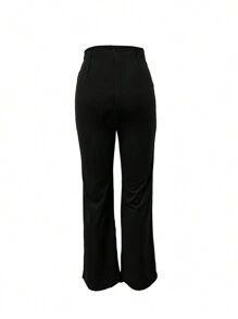 Pantalones casuales rectos y sueltos con botones de adorno, estilo versátil de calle