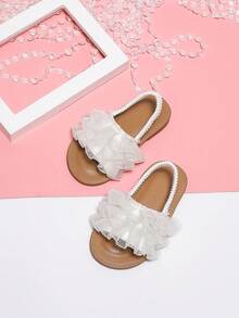 女孩夏季白色蕾絲可愛公主涼鞋帶甜美踝帶幼兒時尚嬰兒步行鞋 - 白色 - 查看 2