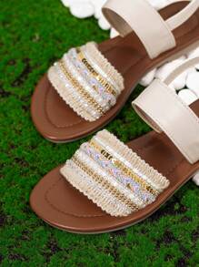 New Arrival Girls' Minimalist Style Outdoor Anti-Slip Soft Bottom Casual Sandals - Apricot - View 5