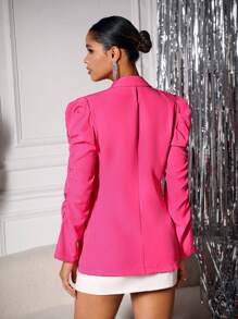 SHEIN Unity Women's Pleated Long Sleeve Suit Jacket Fall Cloth For Women - Hot Pink - View 2