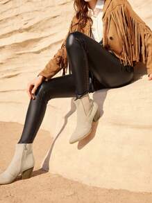 Styleloop Women's Ankle Boots And Short Boots, Suitable For Vacation, BOHO, Retro American, Bohemian, Western Style, Music Festival, Party, Christmas, Halloween - Apricot - View 2