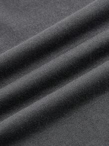 SHEIN EZwear 星星印花圆领短袖修身女式T恤，适合夏季 - 深灰色 - 查看 4