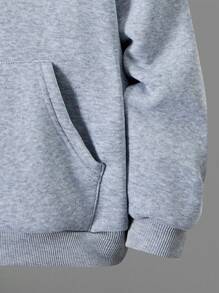 SHEIN 男孩斜拉鍊字母印花連帽衛衣