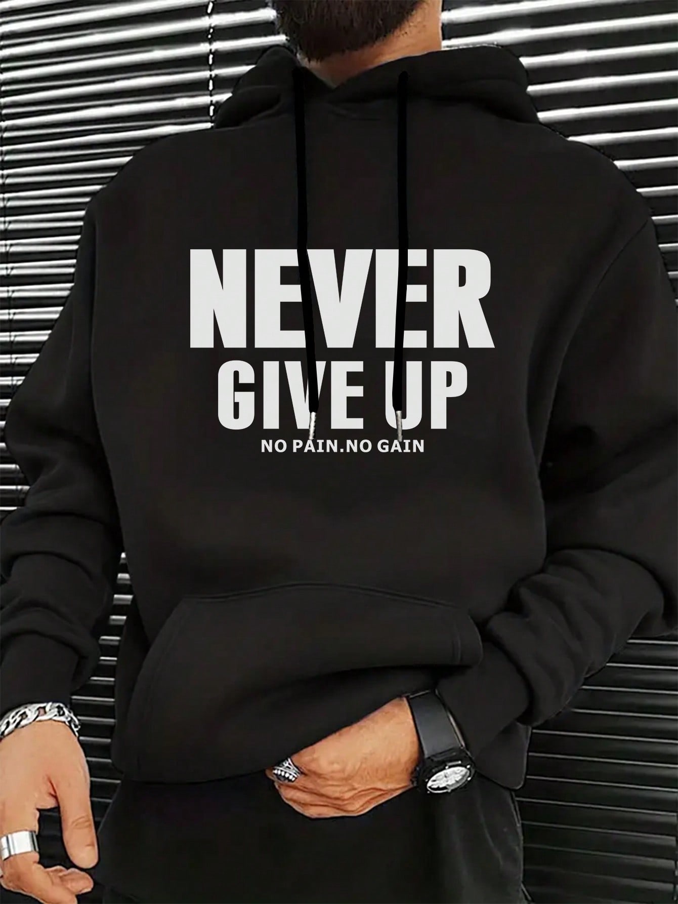 Manfinity Dauomo Men's Hooded Sweatshirt With Drawstring And Letter Print