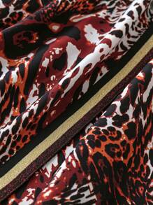 SHEIN Clasi 大尺碼女士豹紋綁帶連衣裙 - 彩色 - 查看 5