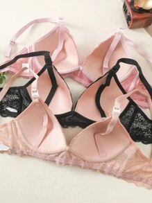 SHEIN 3入組孕婦蕾絲鋼圈內衣