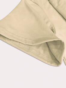 SHEIN EZwear 大尺碼女裝玫瑰印花寬鬆t恤 - 卡其色 - 查看 4