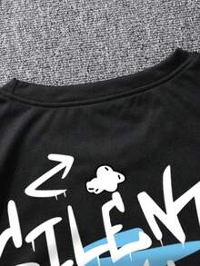 Manfinity EMRG 男士卡通印花短袖t恤 - 黑色 - 查看 5