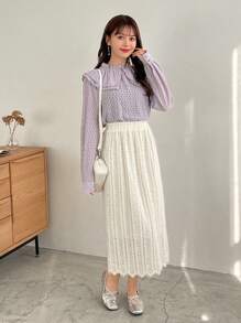 FRIFUL 女士純色蕾絲裙 - 米色 - 查看 6