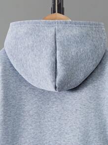 SHEIN 男孩斜拉鍊字母印花連帽衛衣