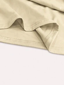 SHEIN EZwear 大尺碼女裝玫瑰印花寬鬆t恤 - 卡其色 - 查看 3